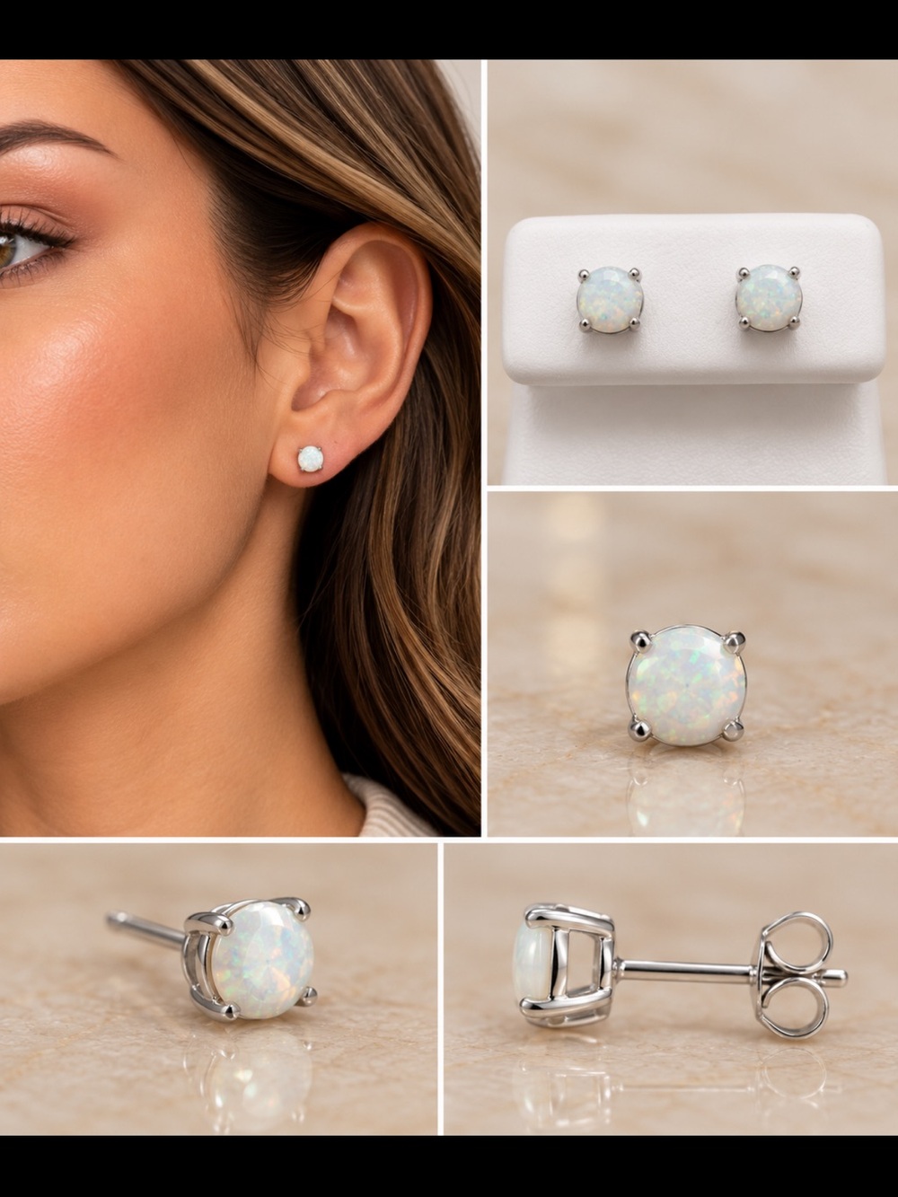 #44A Lab grown circular Square Stud Earrings in sterling silver